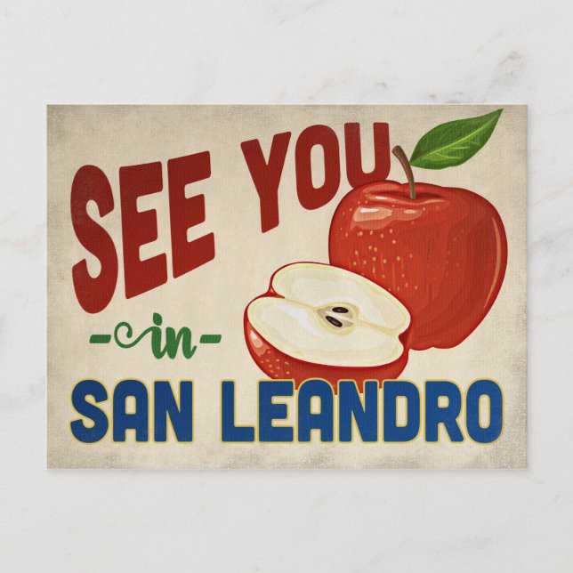 San Leandro California Apple - Vintage Travel Postkarte (Vorderseite)