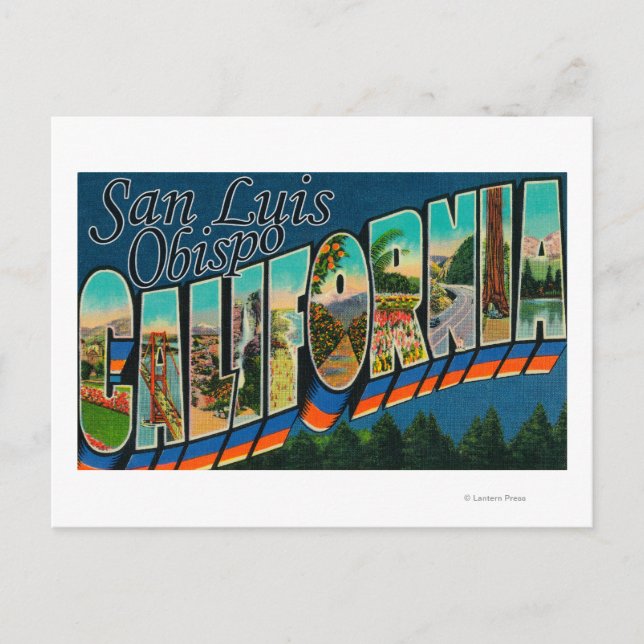 San Luis Obispo, Kalifornien, Großbuchstaben Postkarte (Vorderseite)