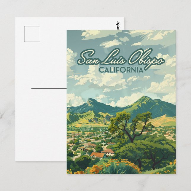 San Luis Obispo SLO California Central Coast Retro Postkarte (Vorne/Hinten)