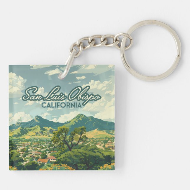 San Luis Obispo SLO California Central Coast Retro Schlüsselanhänger (Rückseite)