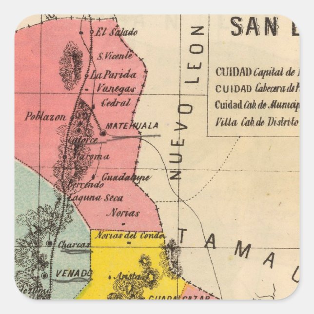 San Luis Potosi, Mexiko Quadratischer Aufkleber (Vorderseite)