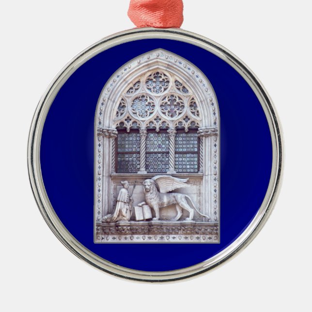San Marco Winged Lion Window Silbernes Ornament (Vorne)