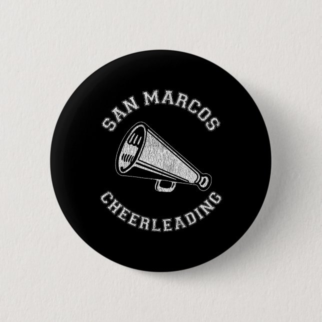 San Marcos Cheer Distressed Retro 90er Cheerleader Button (Vorderseite)