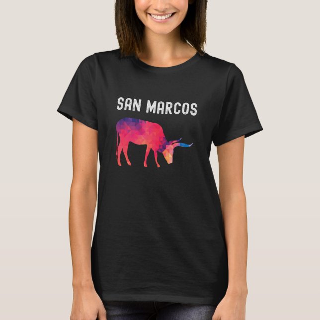 SAN MARCOS - Vibrant Geometric Longhorn Cattle Gra T-Shirt (Vorderseite)