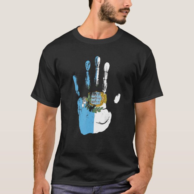 San Marino Flag Hand Männer Frauen Kinder T-Shirt (Vorderseite)