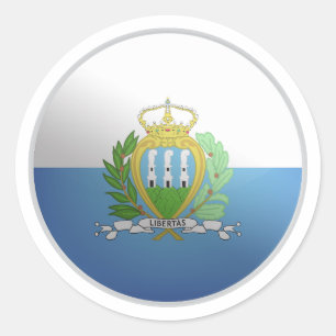 San Marino Glossy Circle Flag Runder Aufkleber