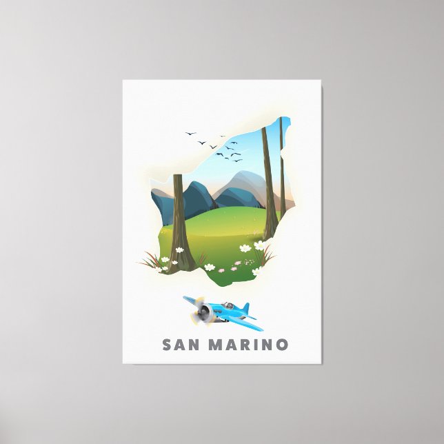 San Marino Illustriertes Reiseplakat. Leinwanddruck (Vorderseite)