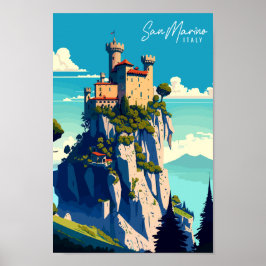 San Marino Italien Vintage Reise Illustration Poster