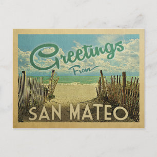 San Mateo Beach Vintage Reise Postkarte