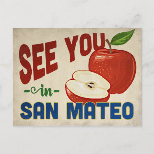 San Mateo California Apple - Vintage Travel Postkarte