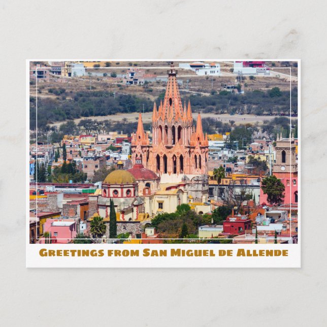 San Miguel de Allende Gebäude und Kirche Postkarte (Vorderseite)