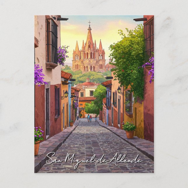 San Miguel de Allende Mexico Reisen Wasserfarbe Postkarte (Vorderseite)