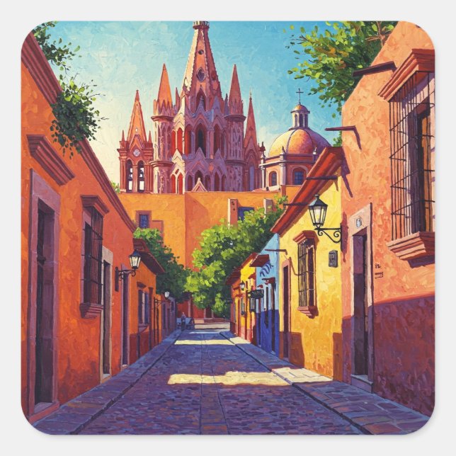 San Miguel de Allende Mexico Travel Quadratischer Aufkleber (Vorderseite)