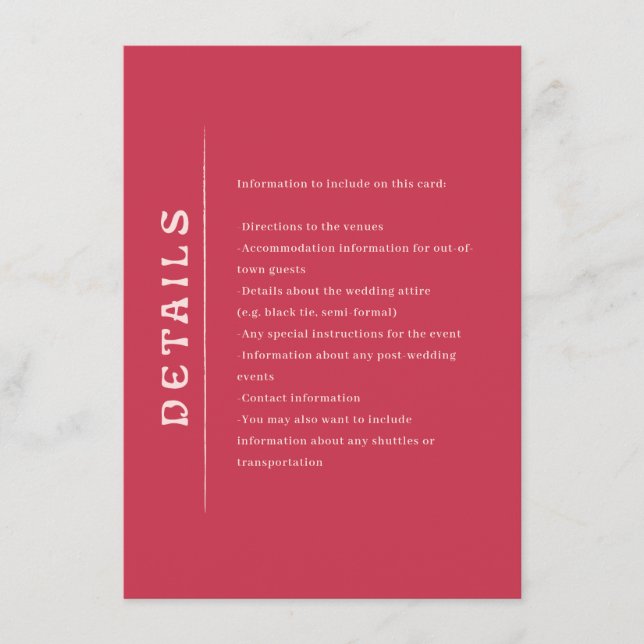 San Miguel Wedding Begleitkarte (Vorderseite)