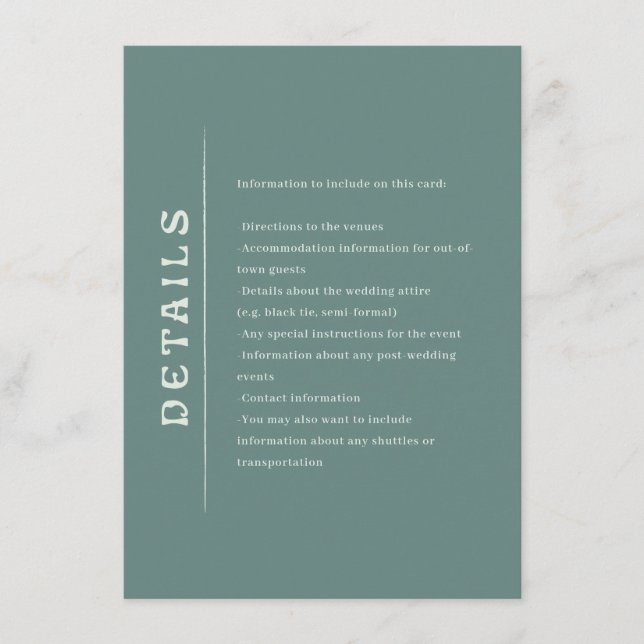 San Miguel Wedding Enclosure Card Begleitkarte (Vorderseite)