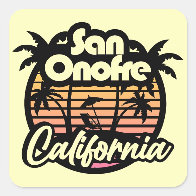 San Onofre Beach, Kalifornien Quadratischer Aufkleber (Vorderseite)