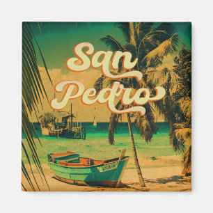 San Pedro Belize Vintag Palmen Bäume Magnet