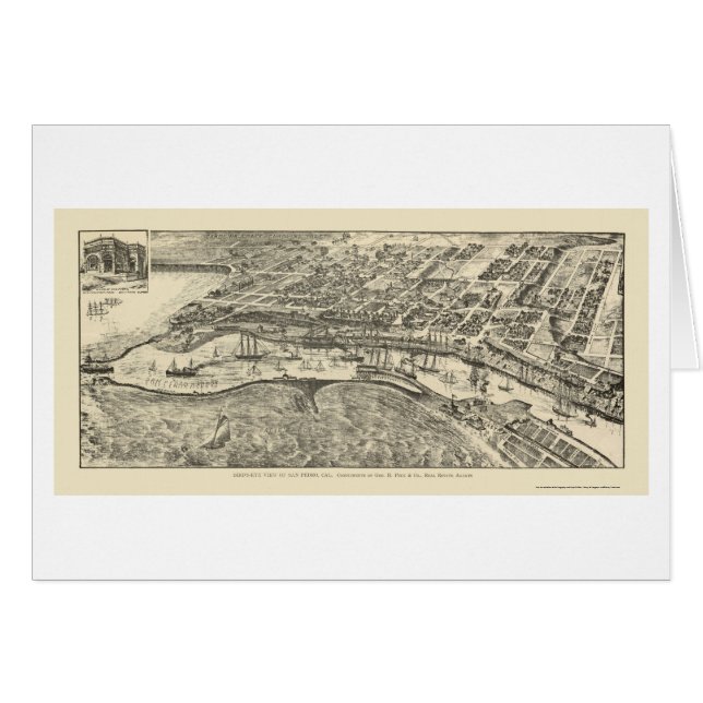 San Pedro, panoramische Karte CAs - 1905 (Vorderseite (Horizontal))