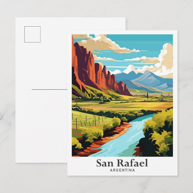San Rafael Argentinien Vintage Illustration Postkarte (Vorne/Hinten)