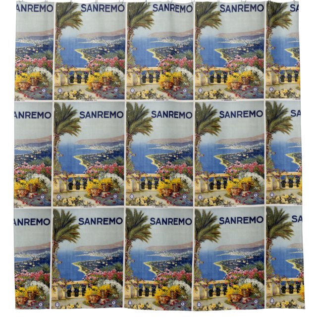 San Remo Italien Vintage Reisen Duschvorhang (Vorderseite)
