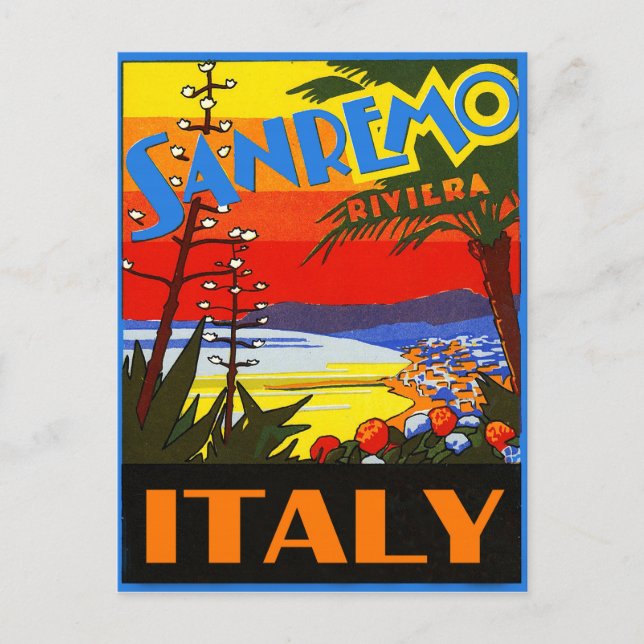 San Remo Riviera, Italien, Vintage Postkarte (Vorderseite)