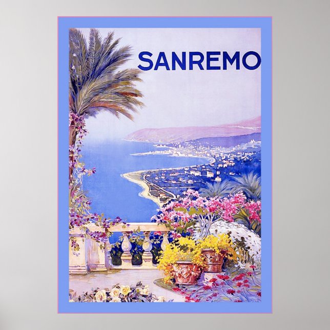 San Remo ~ Vintages italienisches Reiseplakat Poster (Vorne)