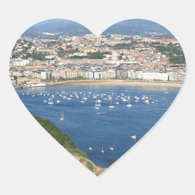 San Sebastian Baskenland Spanien landschaftliche S Herz-Aufkleber (Vorderseite)