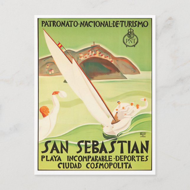 San Sebastian Spanien Jahrgang Reise Postkarte (Vorderseite)