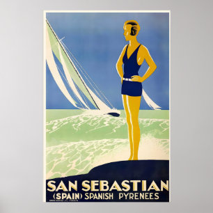 San Sebastian Spanische Pyrenäen Spanien Vintage Poster