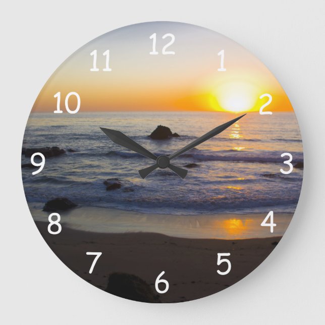 San Simeon Sunset 4 Große Wanduhr (Vorderseite)