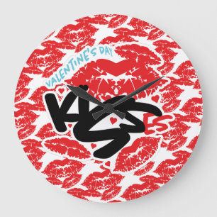 SAN VALENTIN day KISS KISSES/BESO BESOS LABIOS COR Große Wanduhr
