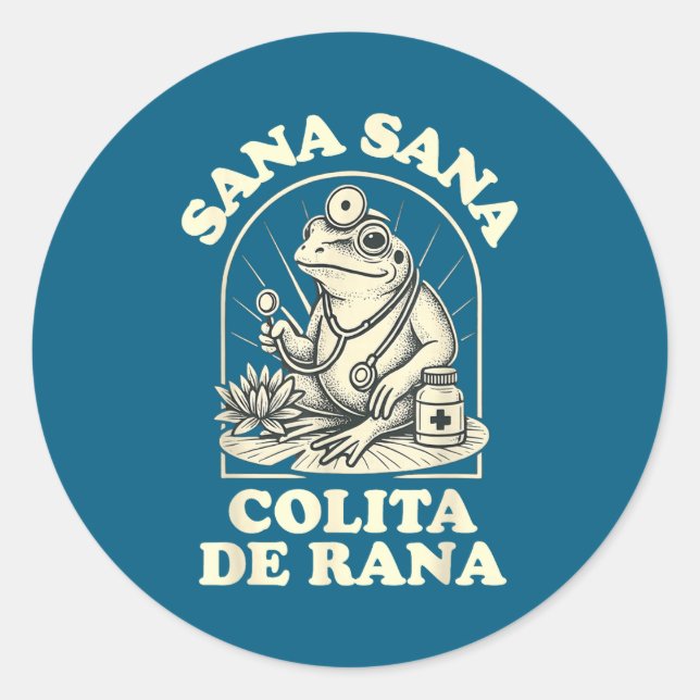 Sana Sana Colita De Rana Cute Frog Design  Runder Aufkleber (Vorderseite)