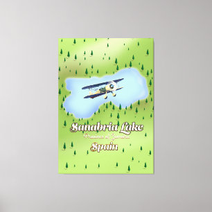 Sanabria See Spanien Reisekarte. Leinwanddruck