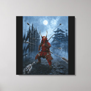 Sanada Yukimura Samurai-Rüstung Blaumond 24x24 Leinwanddruck
