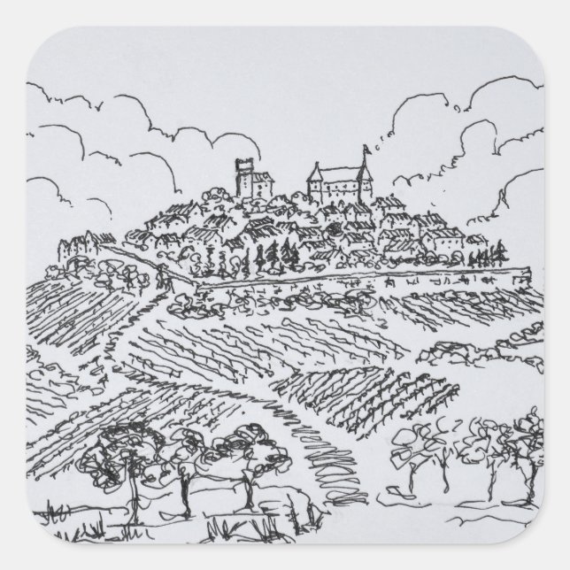 Sancerre | Loire Valley, Frankreich Quadratischer Aufkleber (Vorderseite)