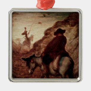 Sancho und Don Quichote, 19. Jahrhundert Silbernes Ornament