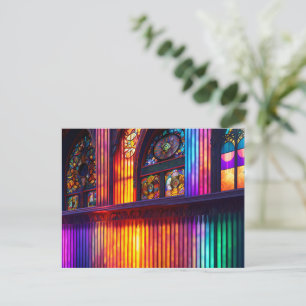 Sanctuary Regenbogenkircheninneres Digitale Kuns Postkarte