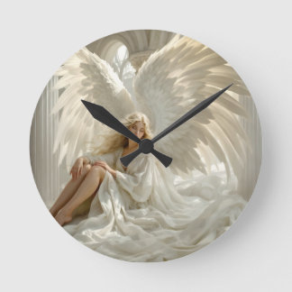 Sanctum of Wings - Engel in den Hallen des Lichts Runde Wanduhr