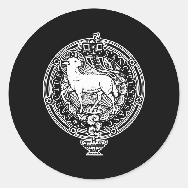 Sanctus Agnus Dei Lamb Gott Katholische Tradition  Runder Aufkleber (Vorderseite)
