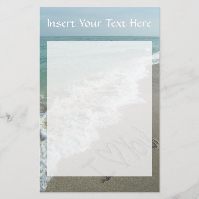 Sand am Strand, ich Liebe dir Briefpapier (Vorderseite)