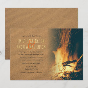 Sand and and Fire Bonfire Beach Hochzeitseinladung Einladung