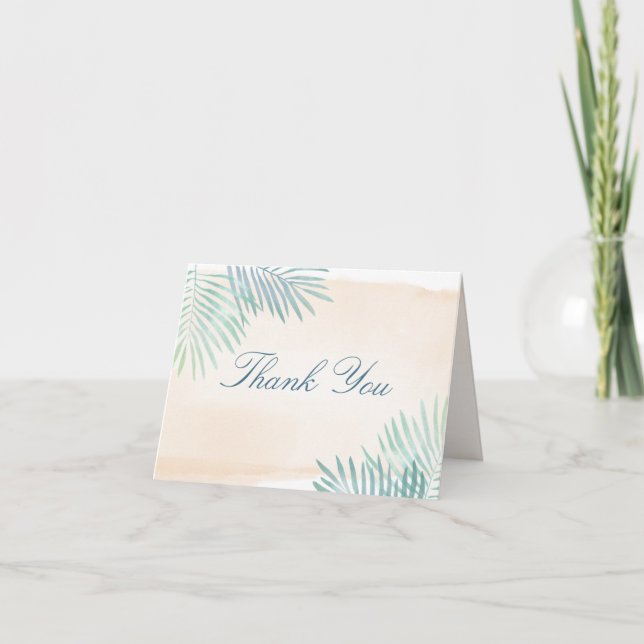 Sand and and Palms Beach Wedding Foto Dankeskarte (Vorderseite)