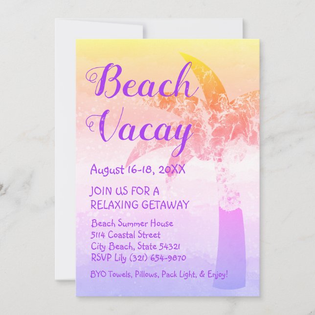 Sand and Sea Palm Beach Einladung (Vorderseite)