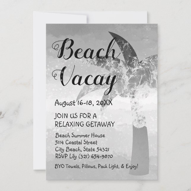 Sand and Sea Palm Tree Beach Einladung (Vorderseite)