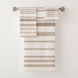  Sand and White Linen Stripes Badhandtuch Set