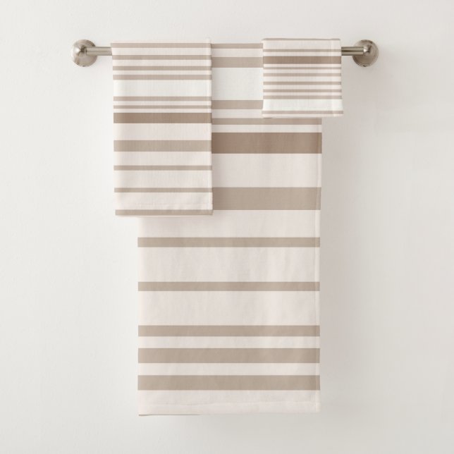  Sand and White Linen Stripes Badhandtuch Set (Insitu)