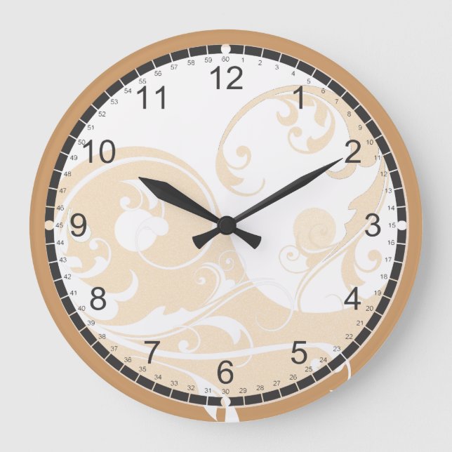 Sand and White Yin & Yang Große Wanduhr (Vorderseite)
