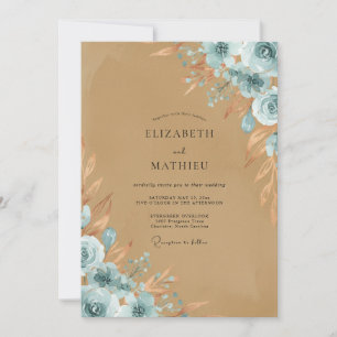 Sand Azure Blütenhochzeit Einladung