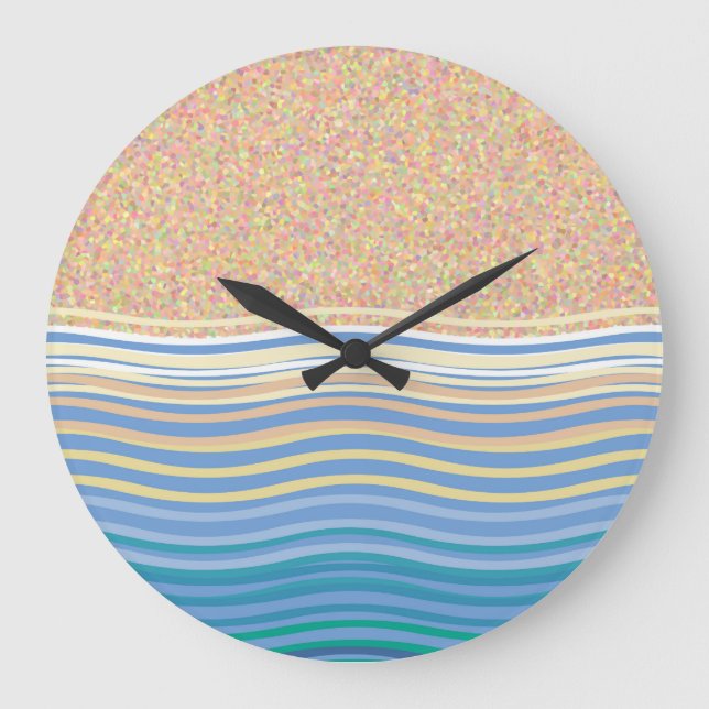 Sand beach and waves seaside vacation große wanduhr (Vorderseite)