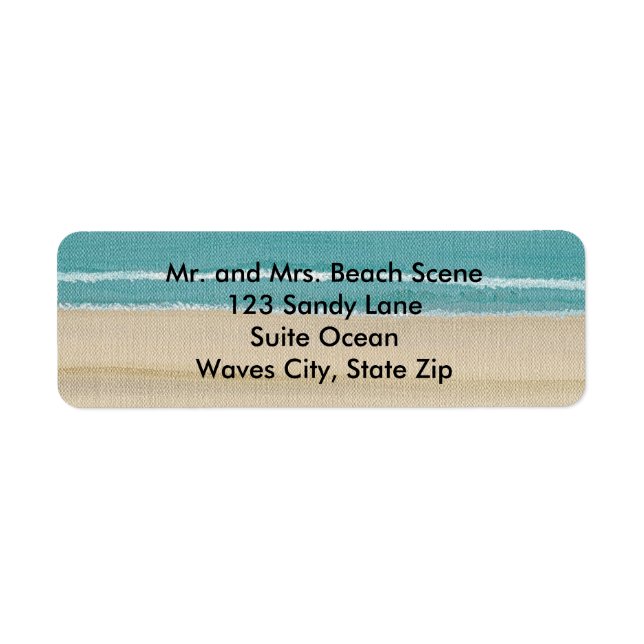 Sand Beach Ocean Waves Scene Étiquettes de adresse (Devant)